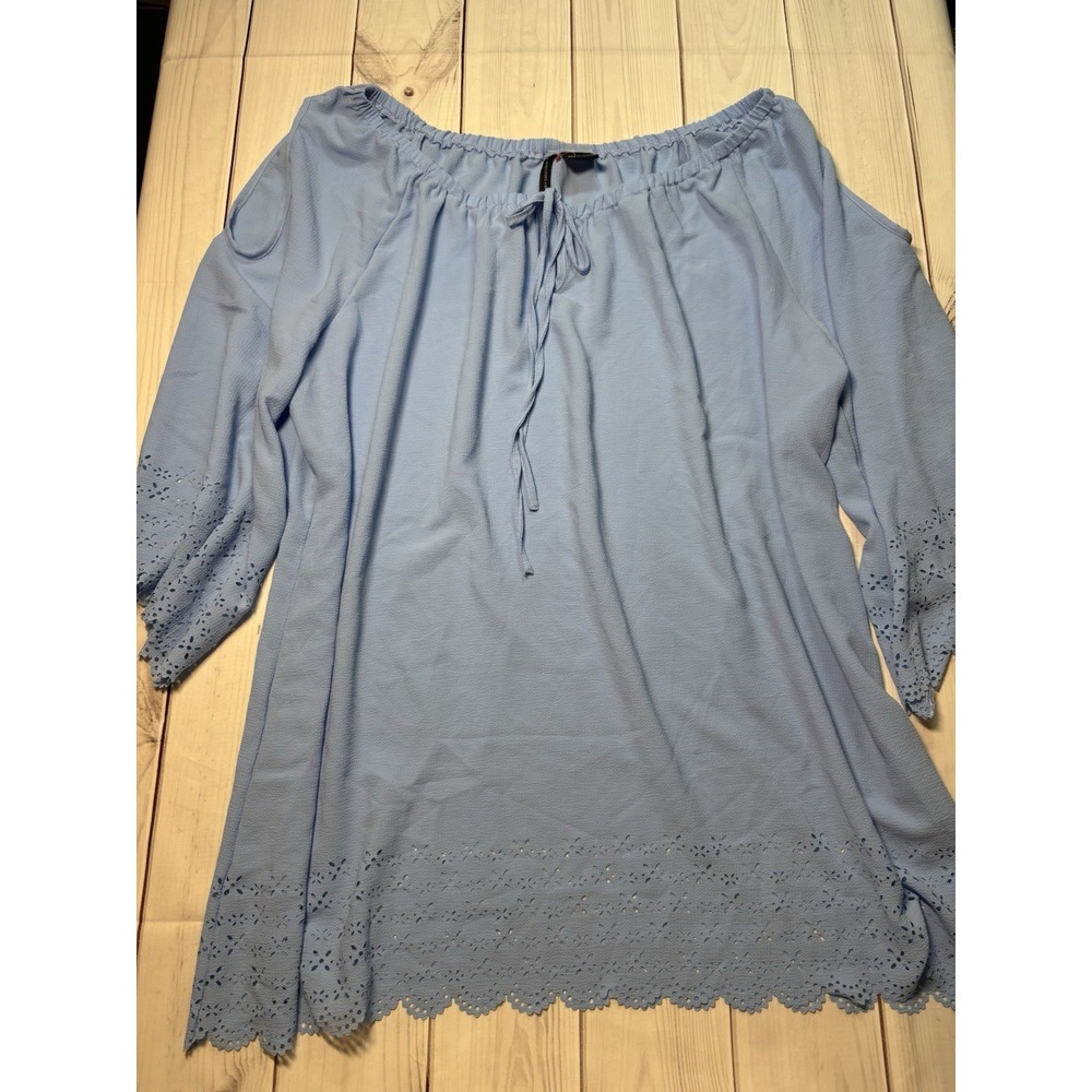 Light Blue Off Shoulder Peasant Blouse New Directions XL